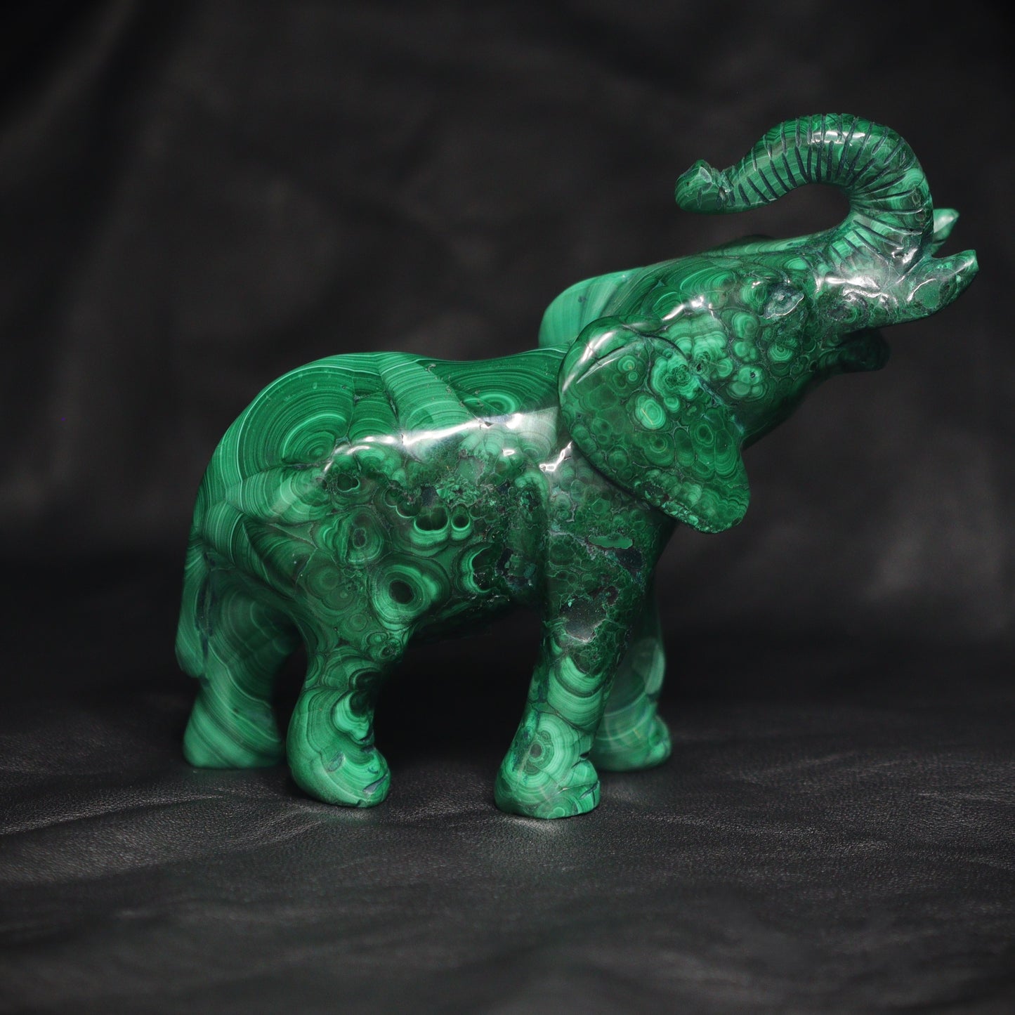 Malachite elephant carving  
