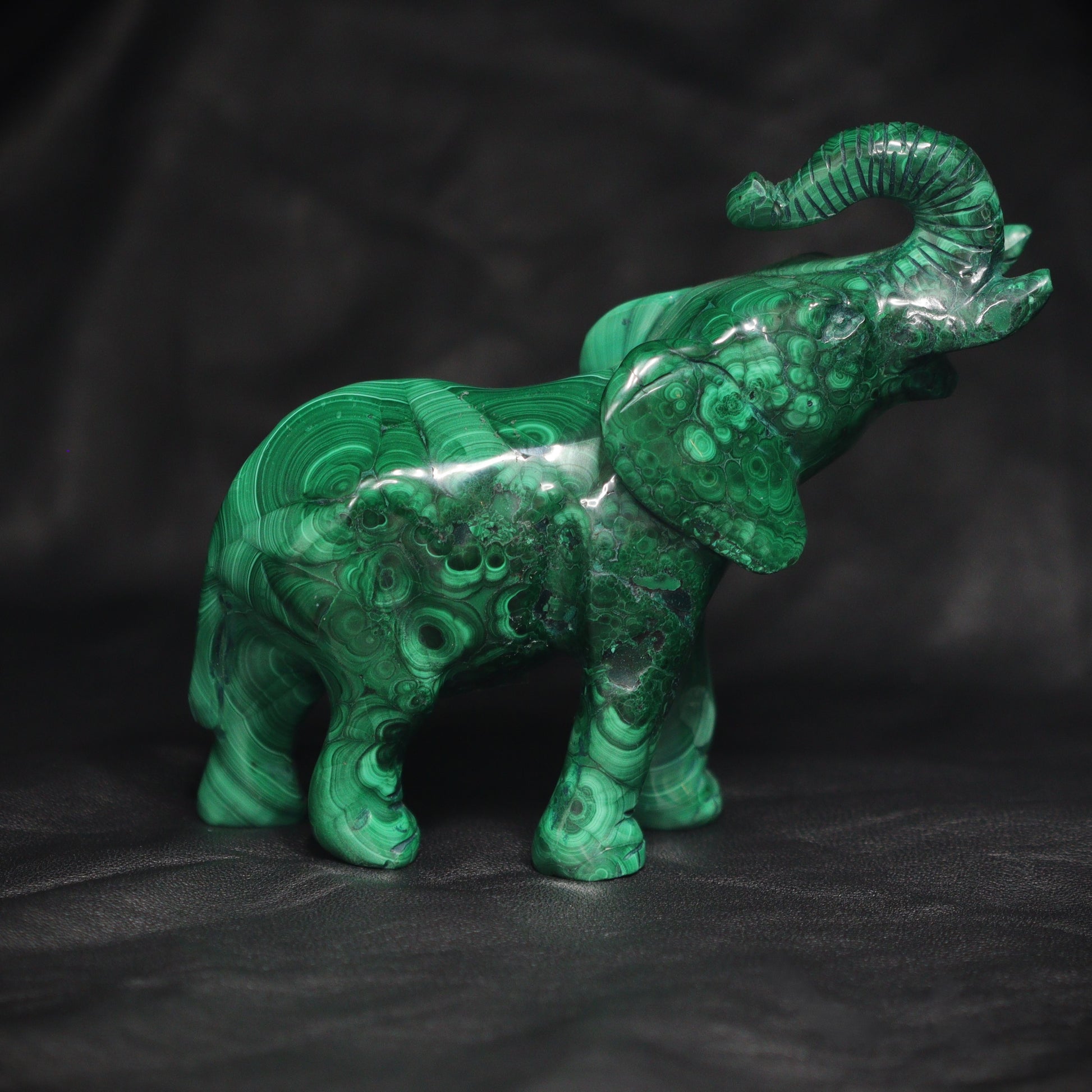 Malachite elephant carving  