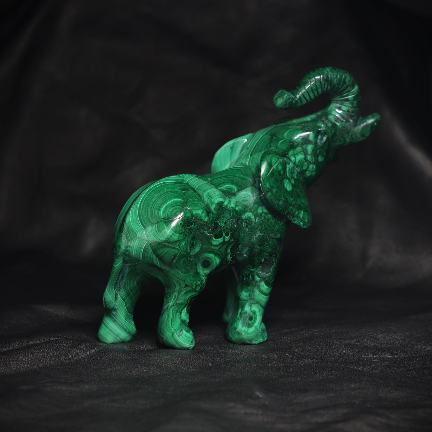 Malachite elephant carving  