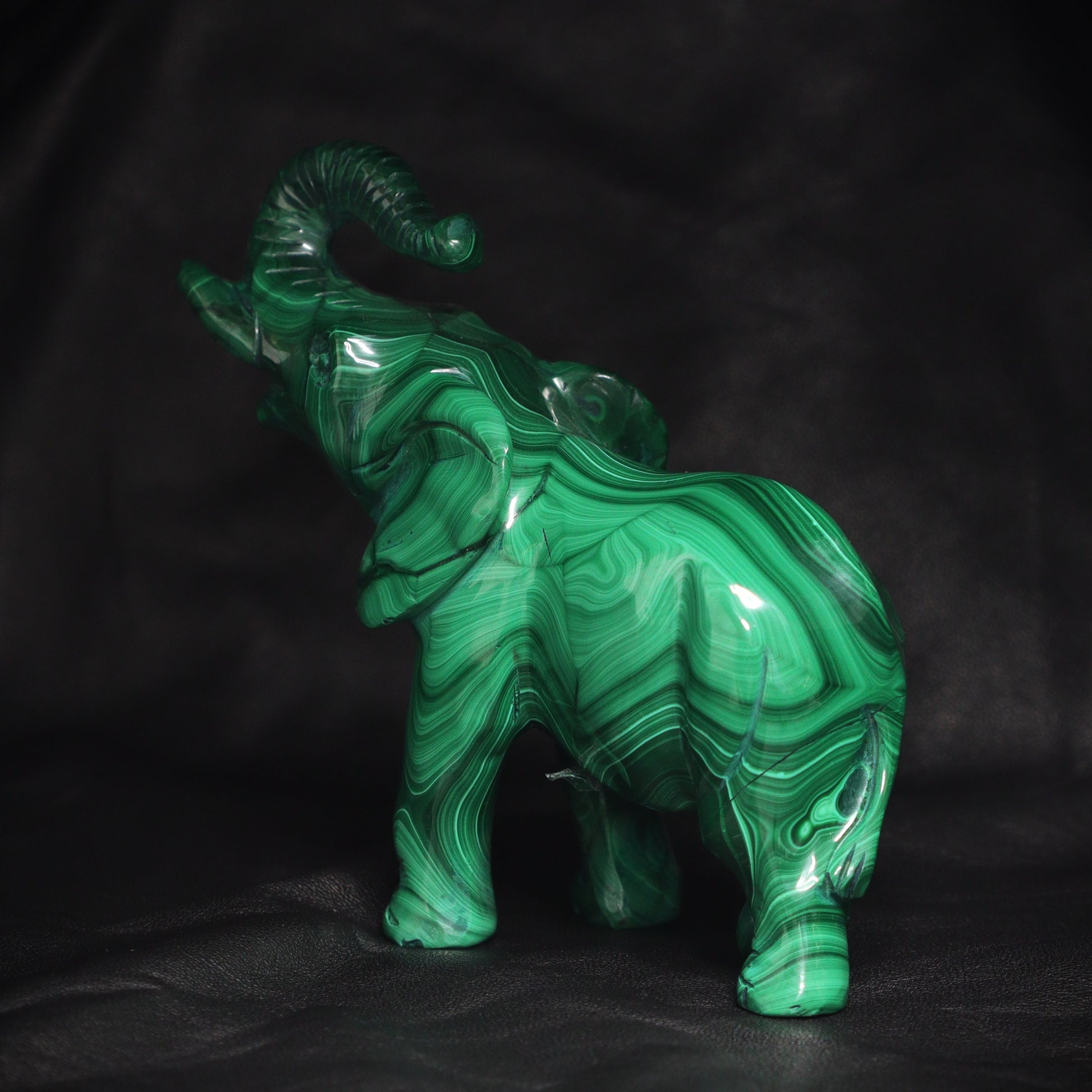 Malachite elephant carving  