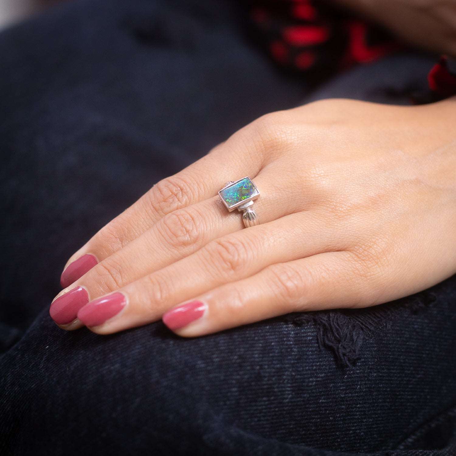 Australian Boulder Opal ring 
