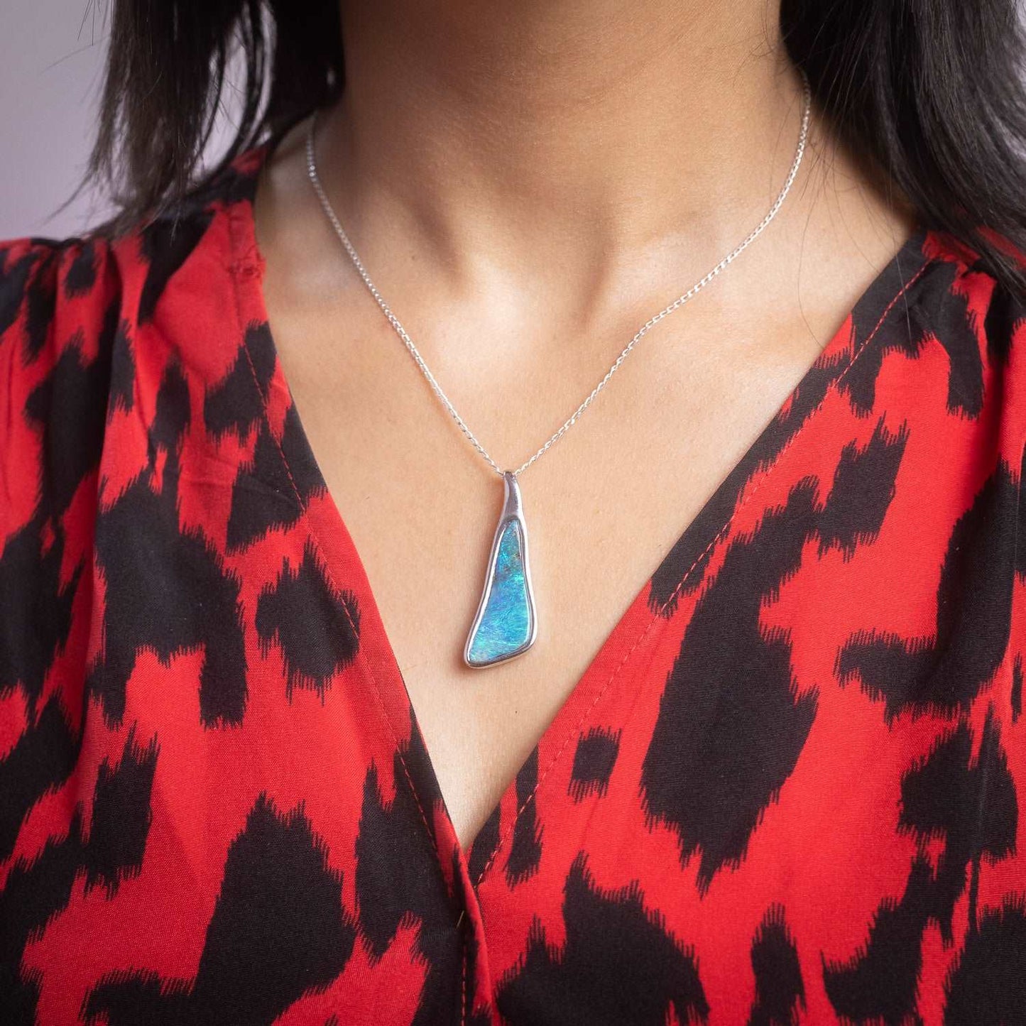 Australian Boulder Opal pendant sterling silver