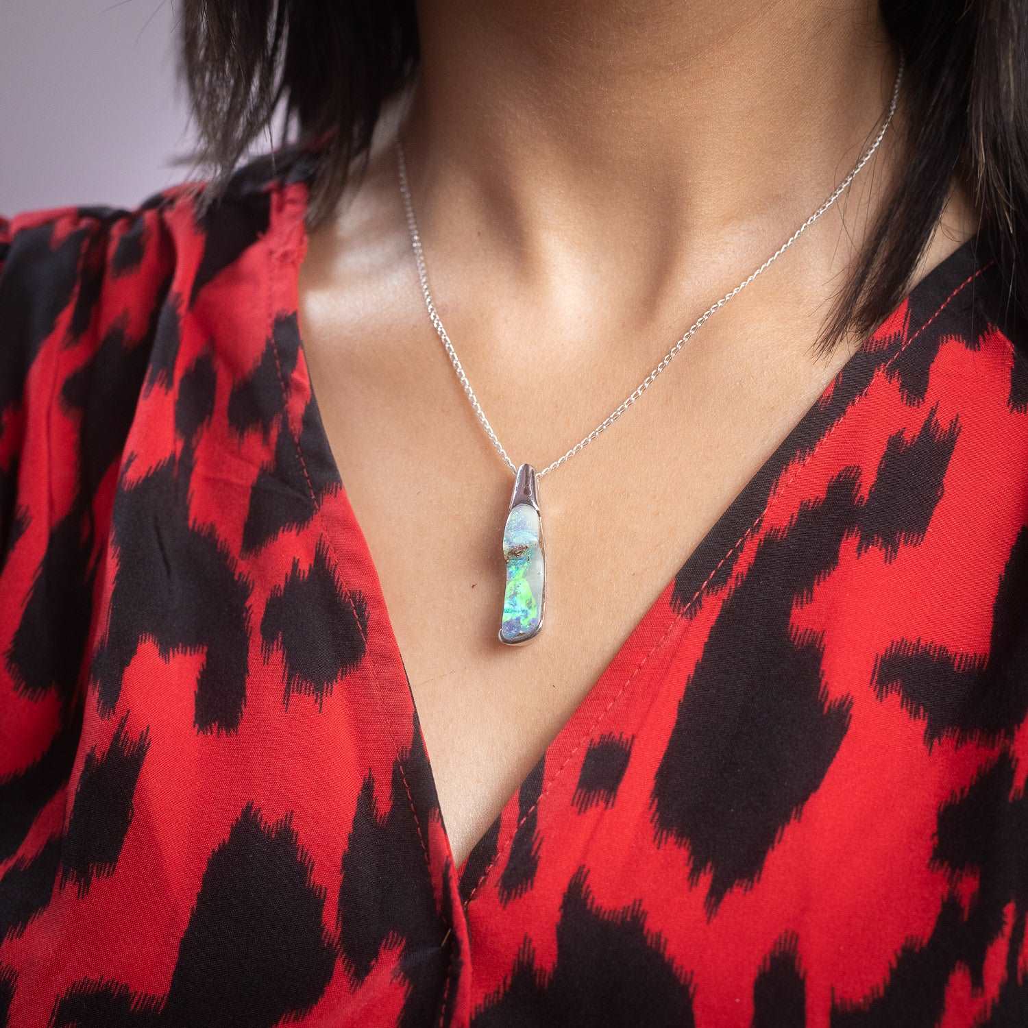 Australian Boulder Opal pendant sterling silver