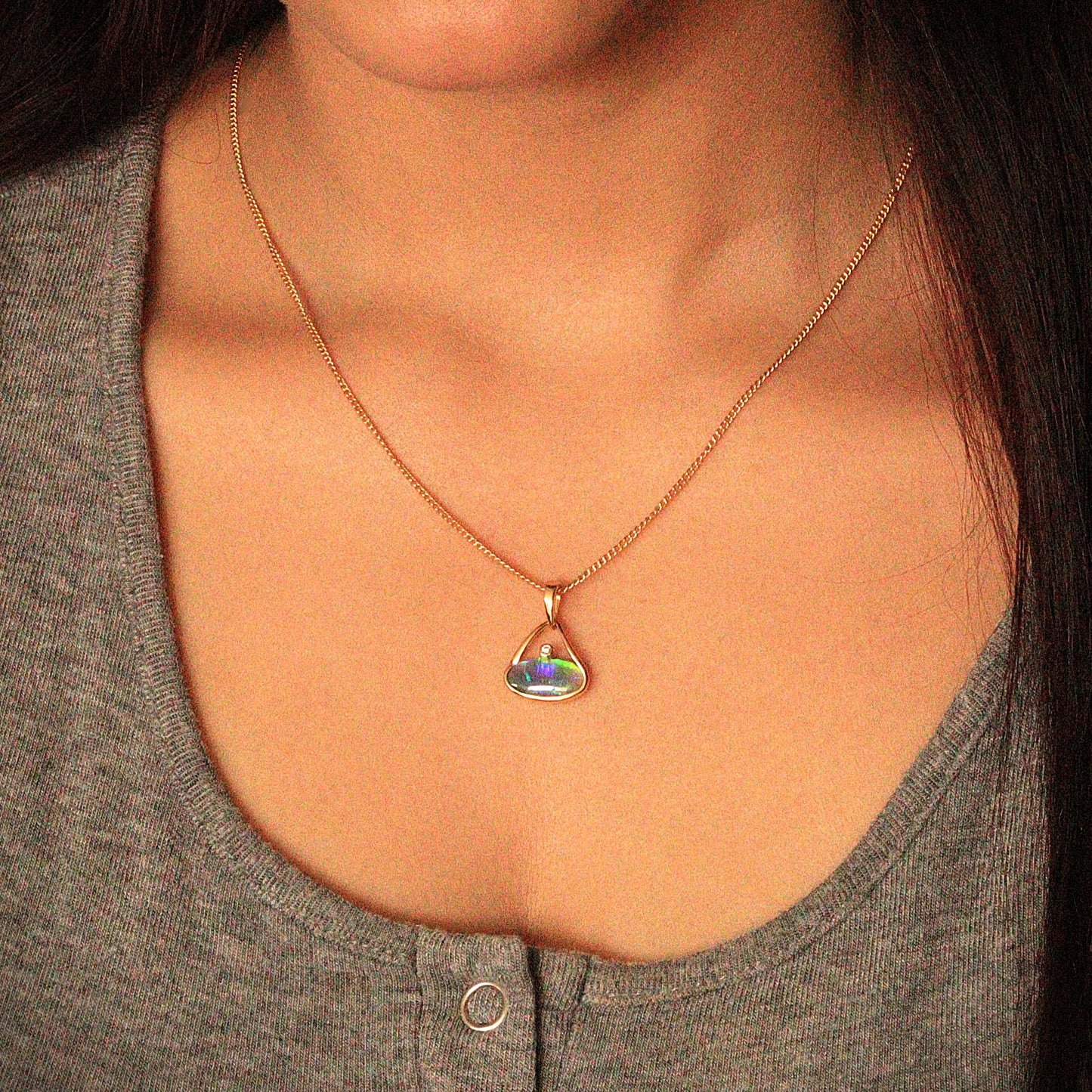 Australian Black Opal 18K pendant