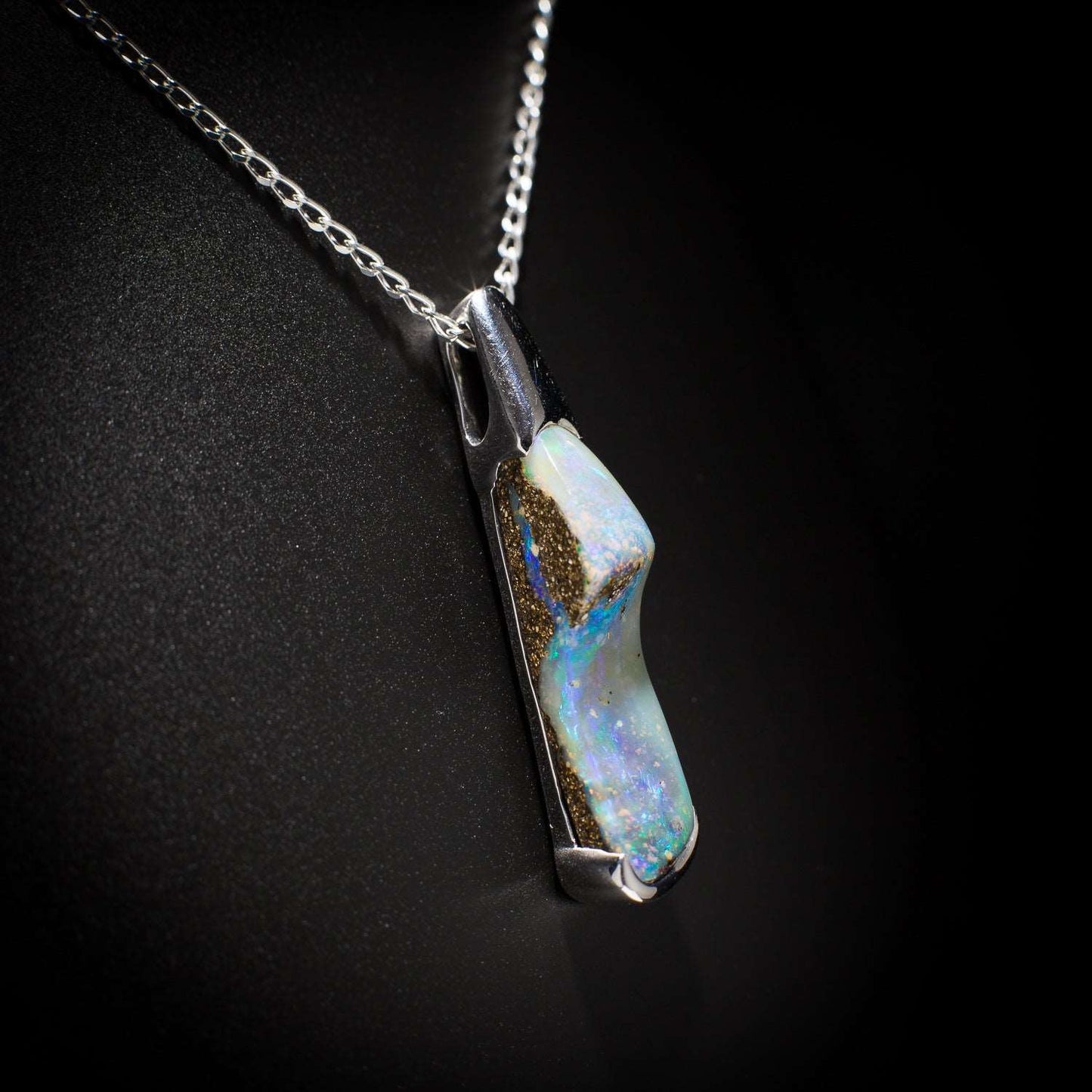 Australian Boulder Opal pendant sterling silver