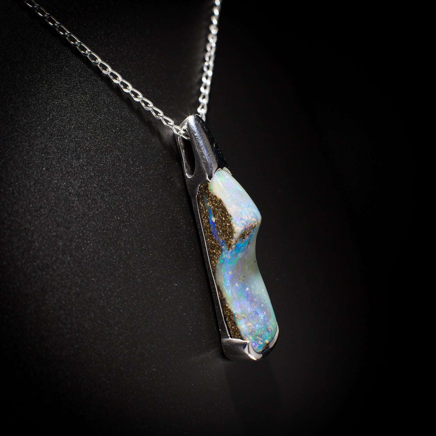 Australian Boulder Opal pendant sterling silver
