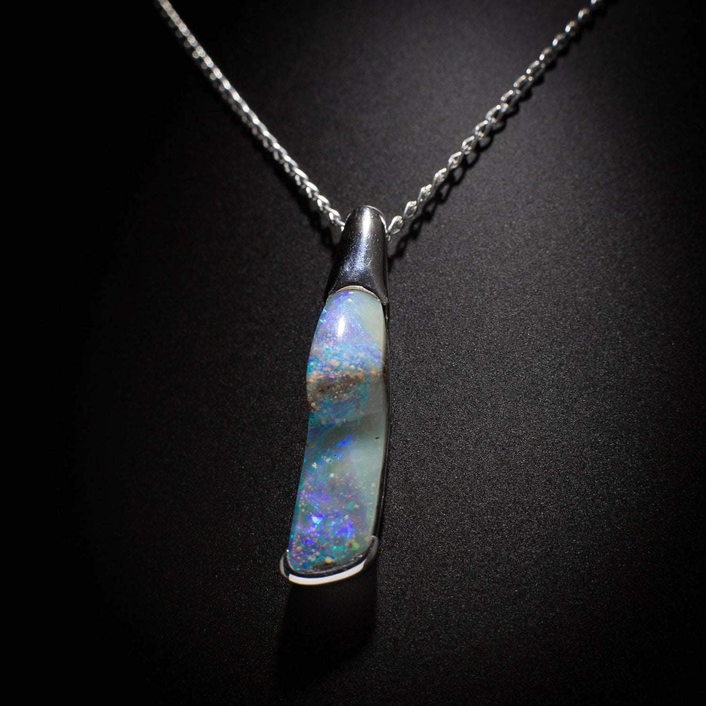 Australian Boulder Opal pendant sterling silver