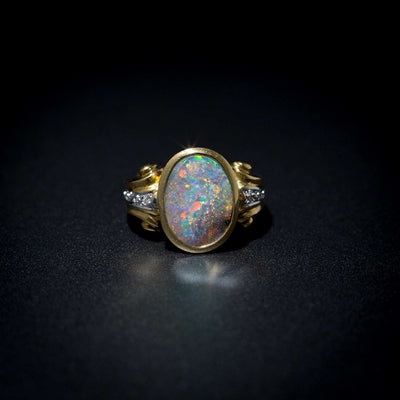 Australian Boulder Opal ring - 109