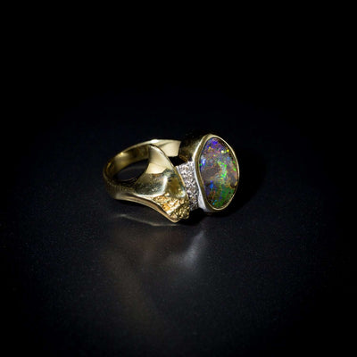 Australian Boulder Opal Ring - 111