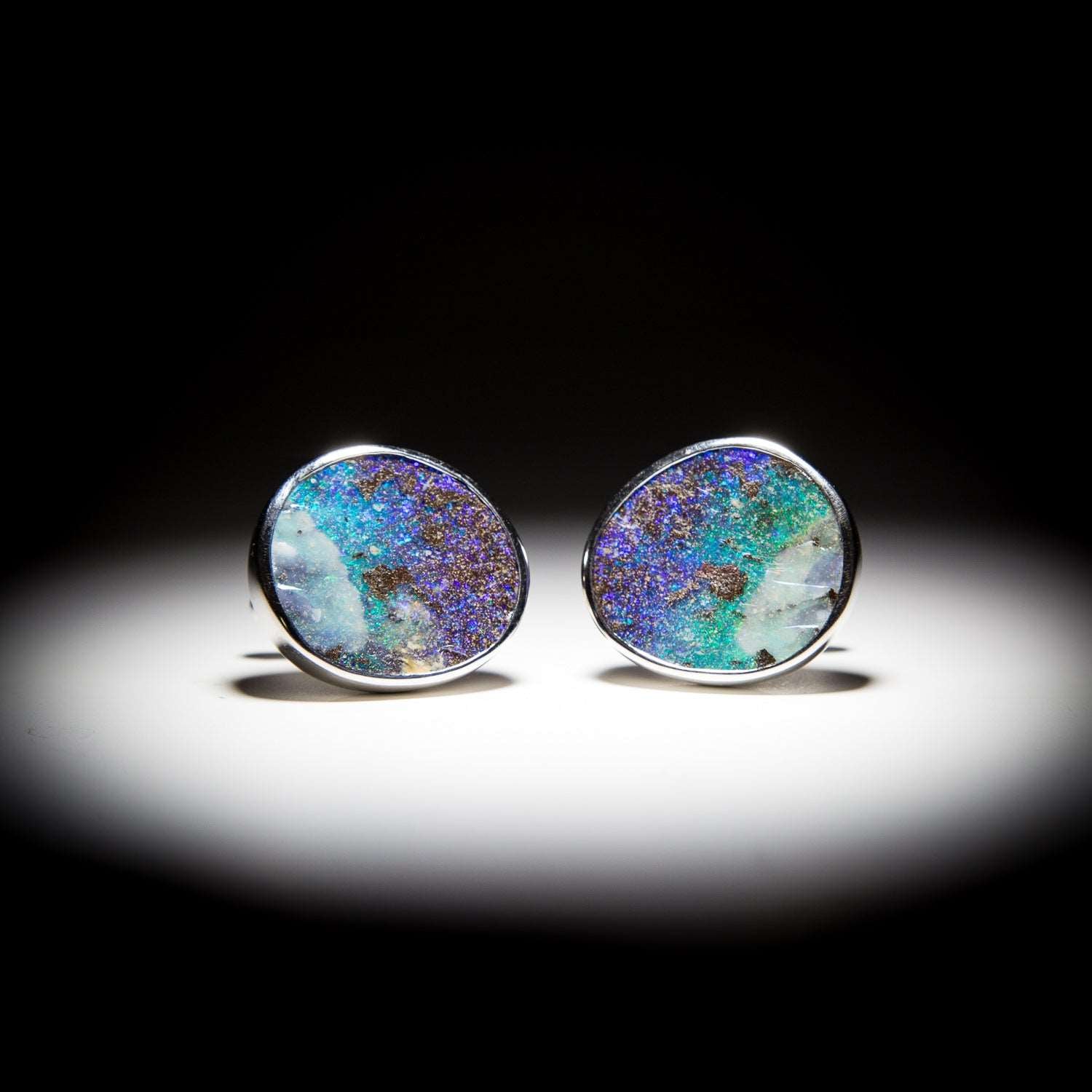 Australian Boulder Opal silver Cufflinks 