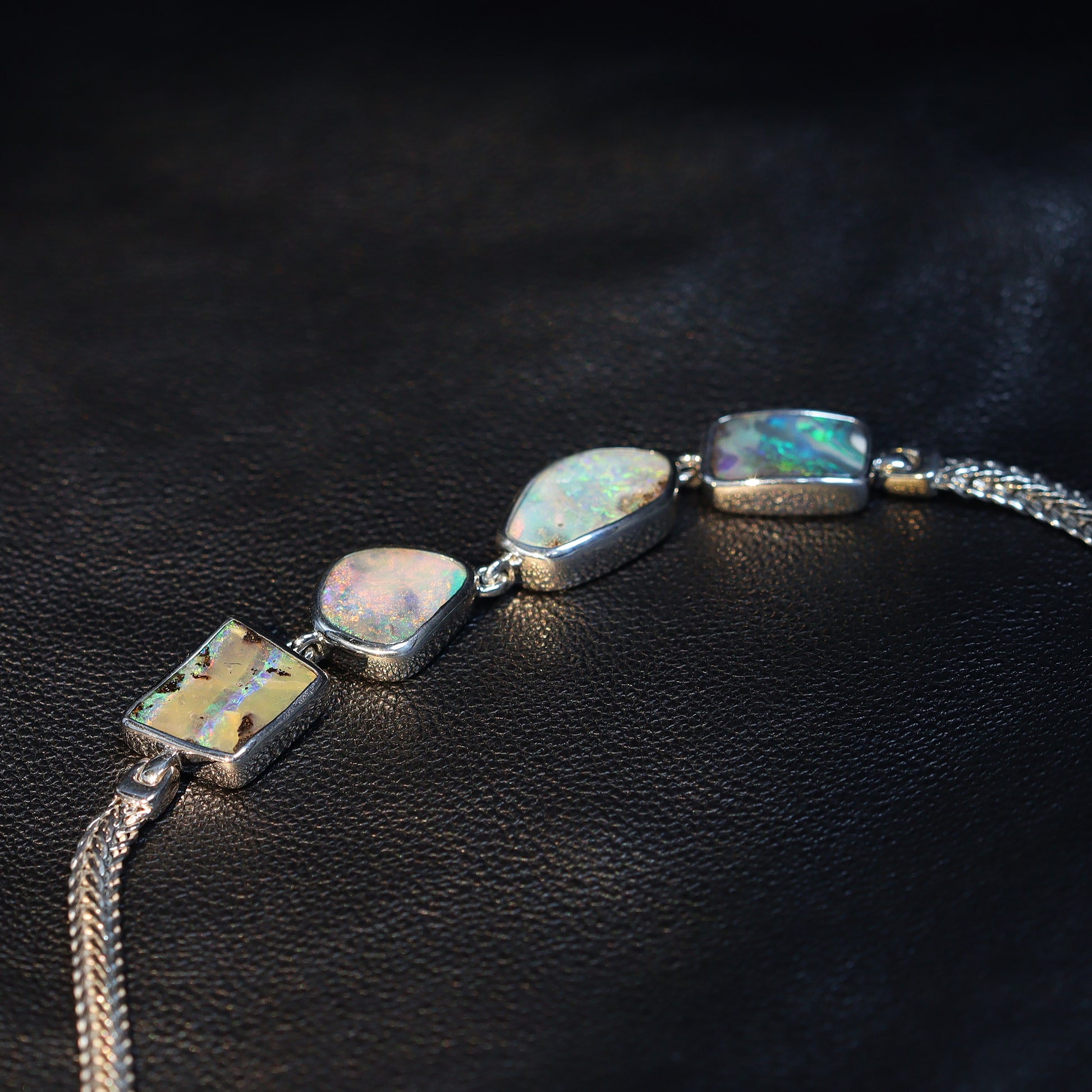Australian Boulder Opal Silver Bracelet 