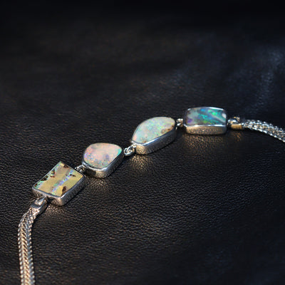 Australian Boulder Opal Silver Bracelet 