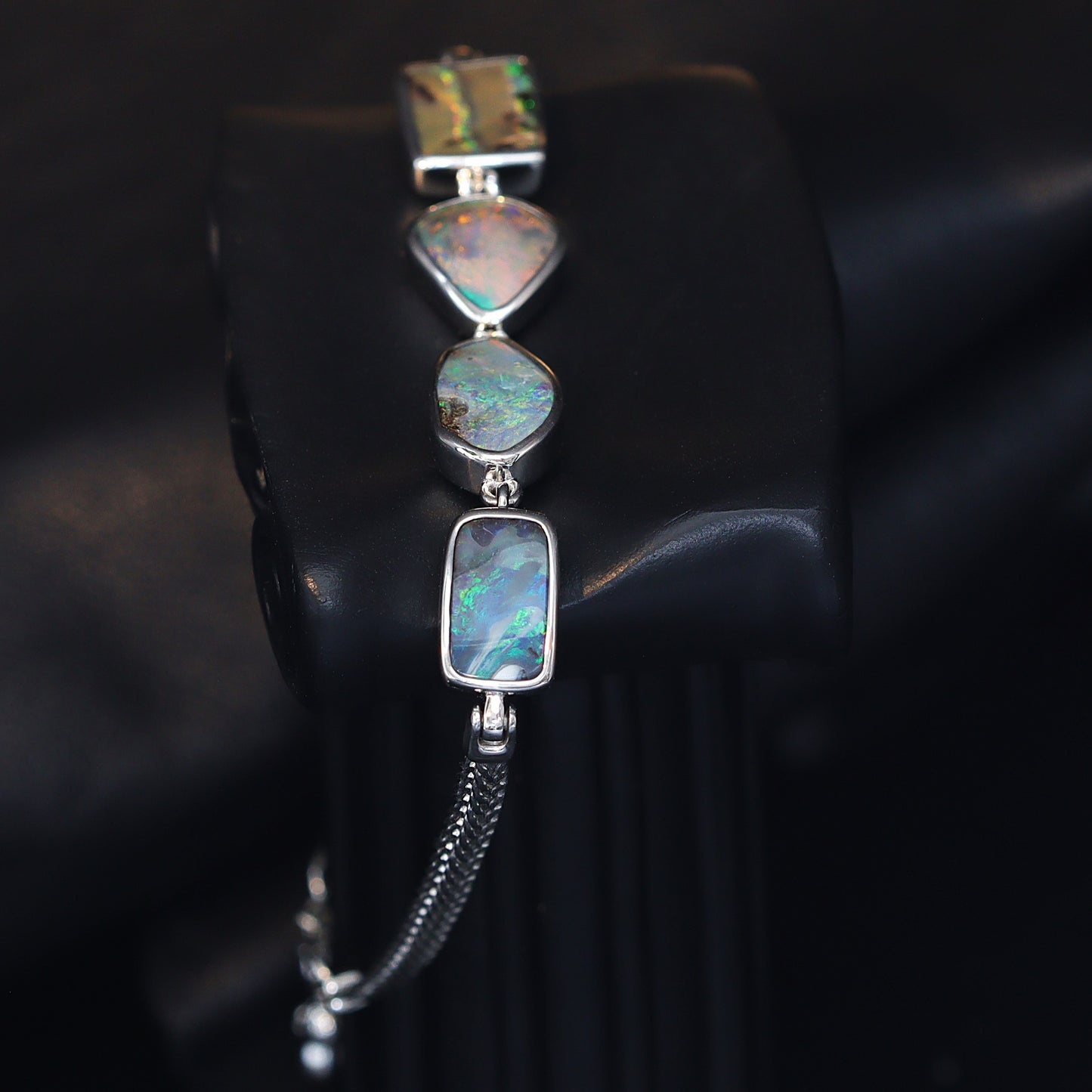 Australian Boulder Opal Silver Bracelet 