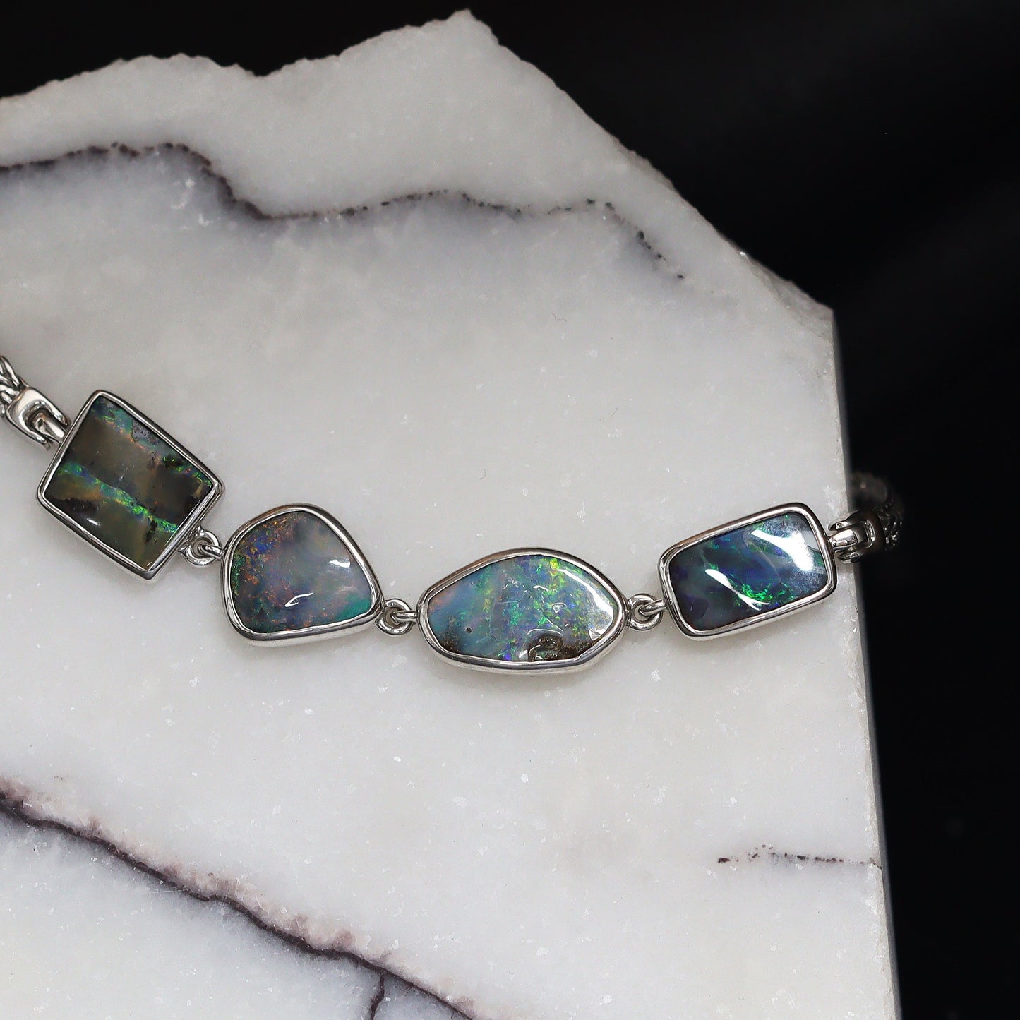 Australian Boulder Opal Silver Bracelet 