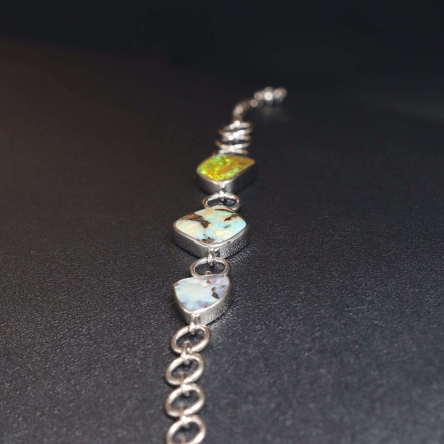Australian Boulder Opal Silver Bracelet 