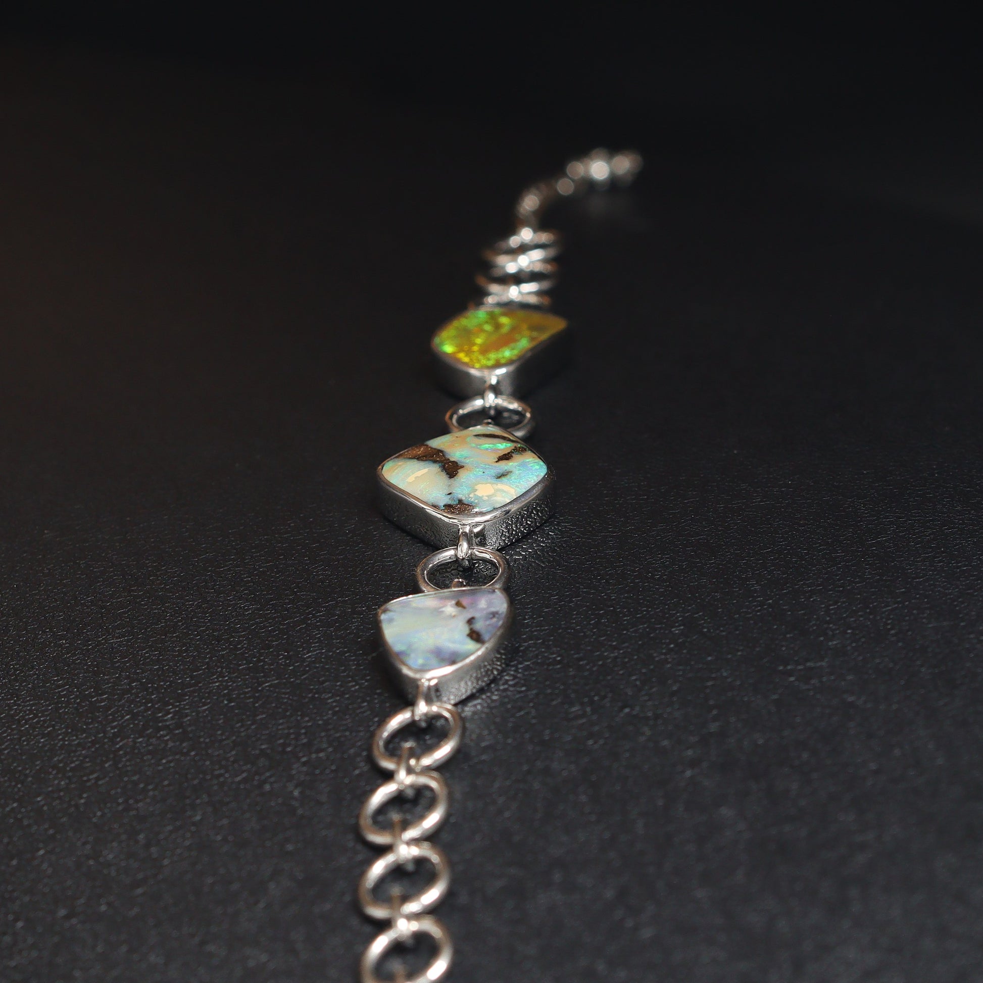Australian Boulder Opal Silver Bracelet 