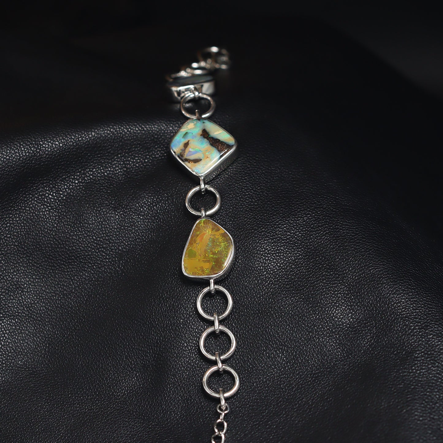 Australian Boulder Opal Silver Bracelet 