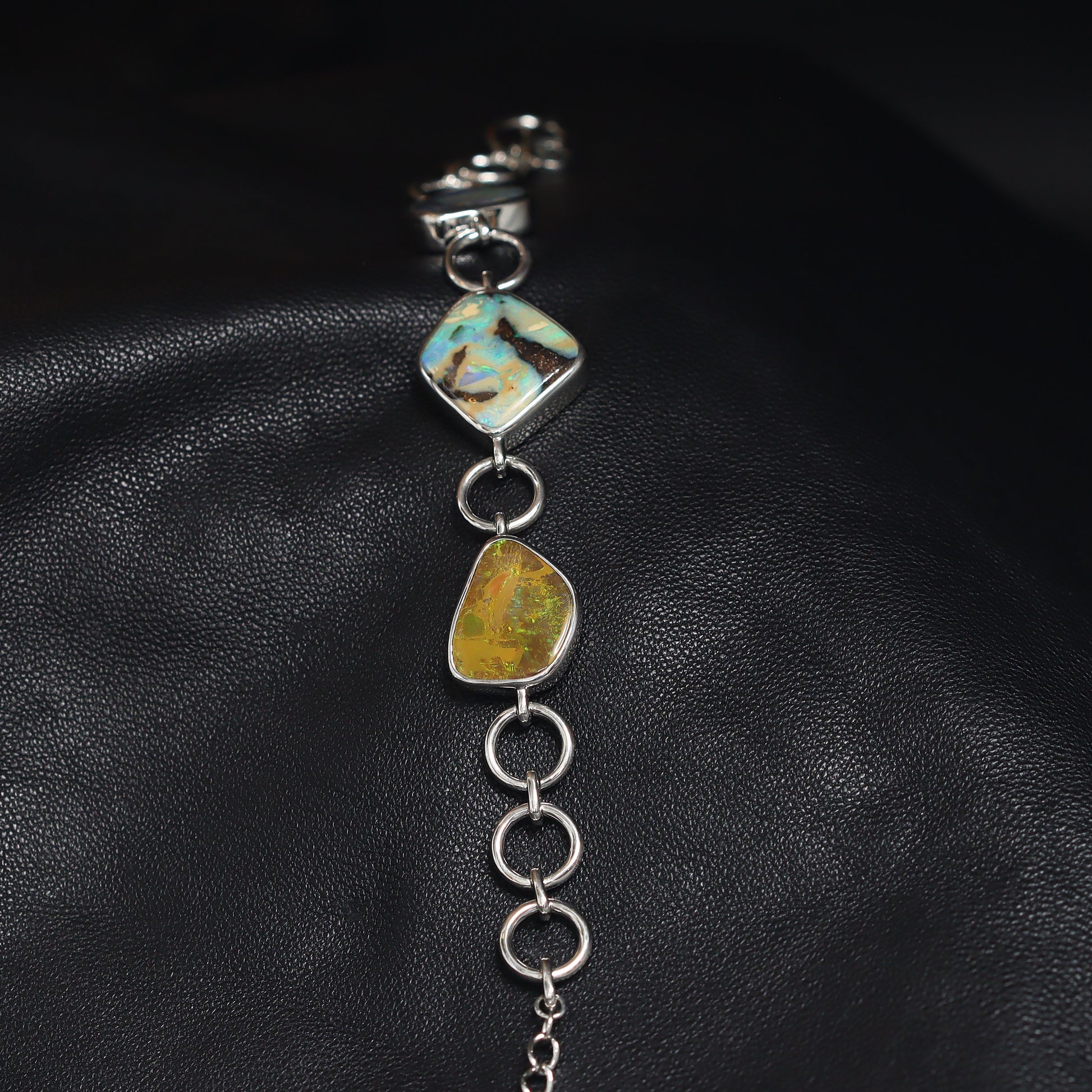 Australian Boulder Opal Silver Bracelet 