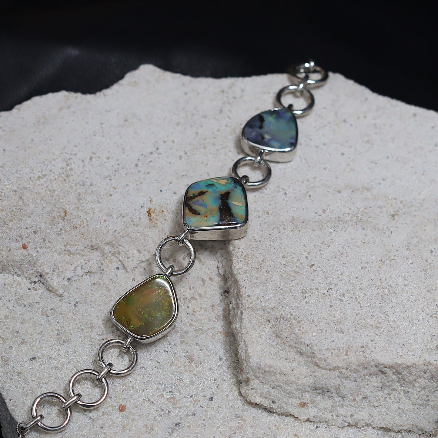 Australian Boulder Opal Silver Bracelet 