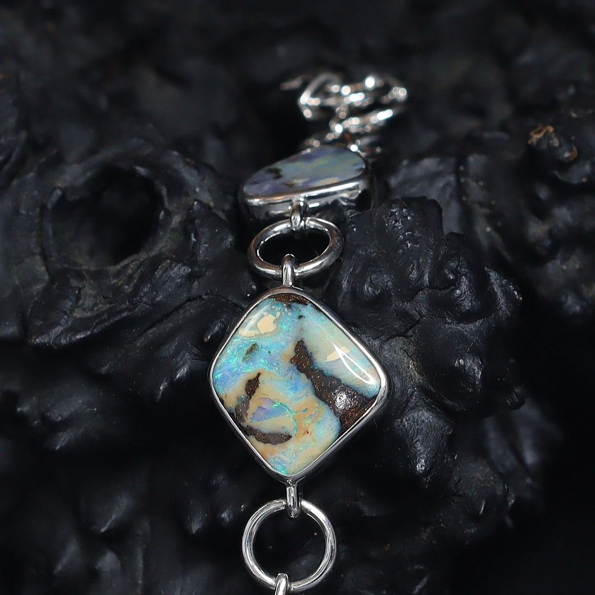 Australian Boulder Opal Silver Bracelet 