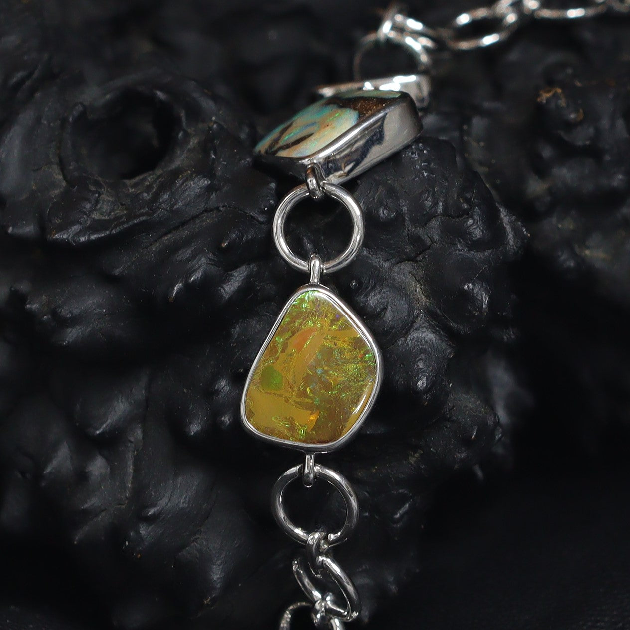Australian Boulder Opal Silver Bracelet 