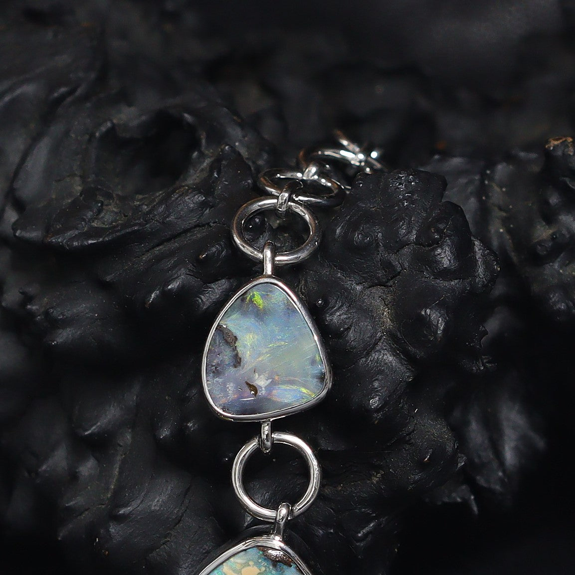 Australian Boulder Opal Silver Bracelet 