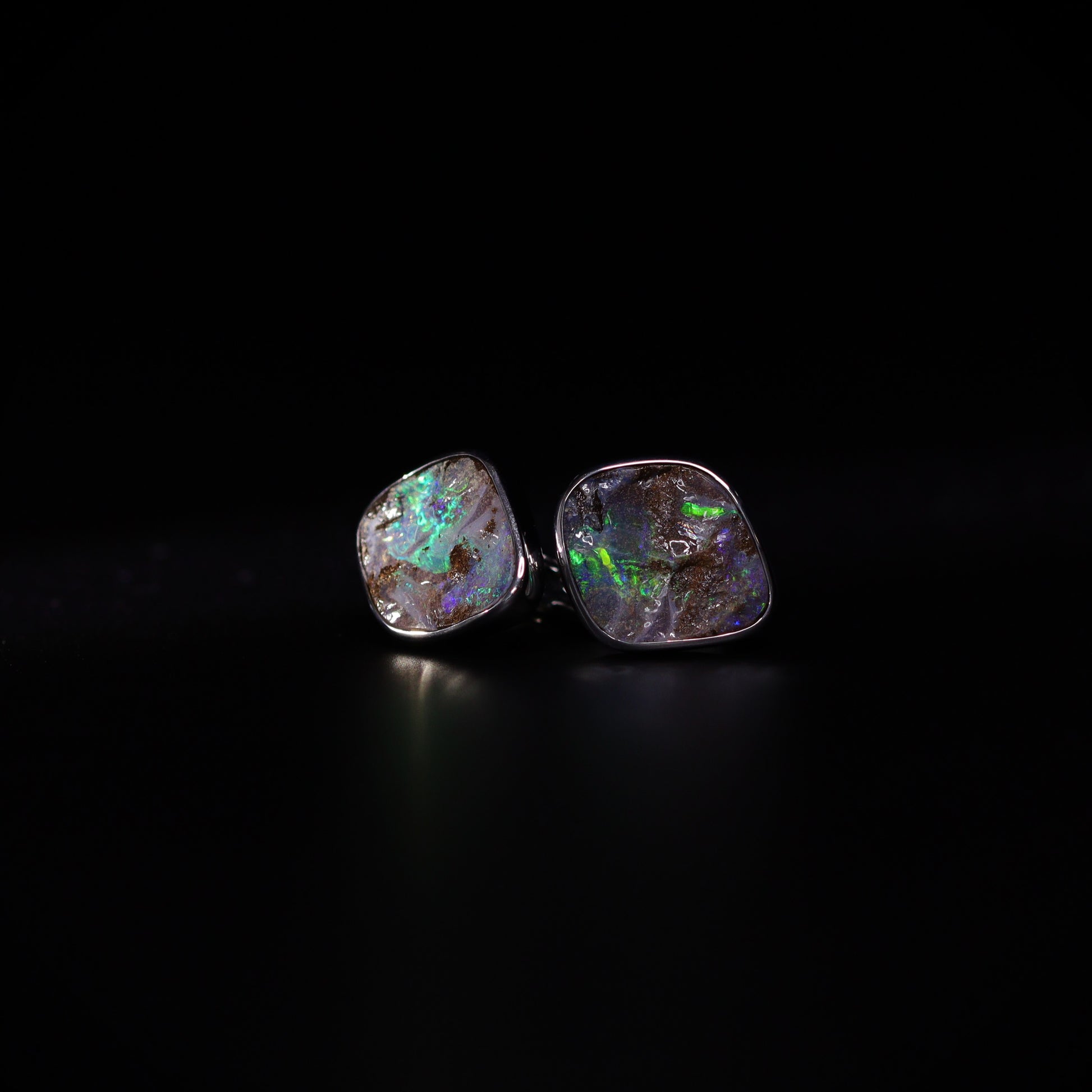 Australian Boulder Opal silver Cufflinks 
