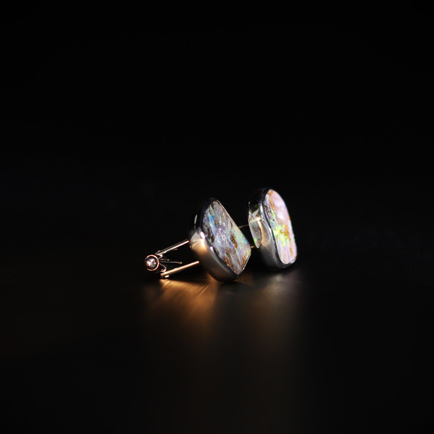 Australian Boulder Opal silver Cufflinks 