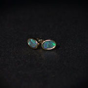 Australian Black Opal Gold Earrings 1028