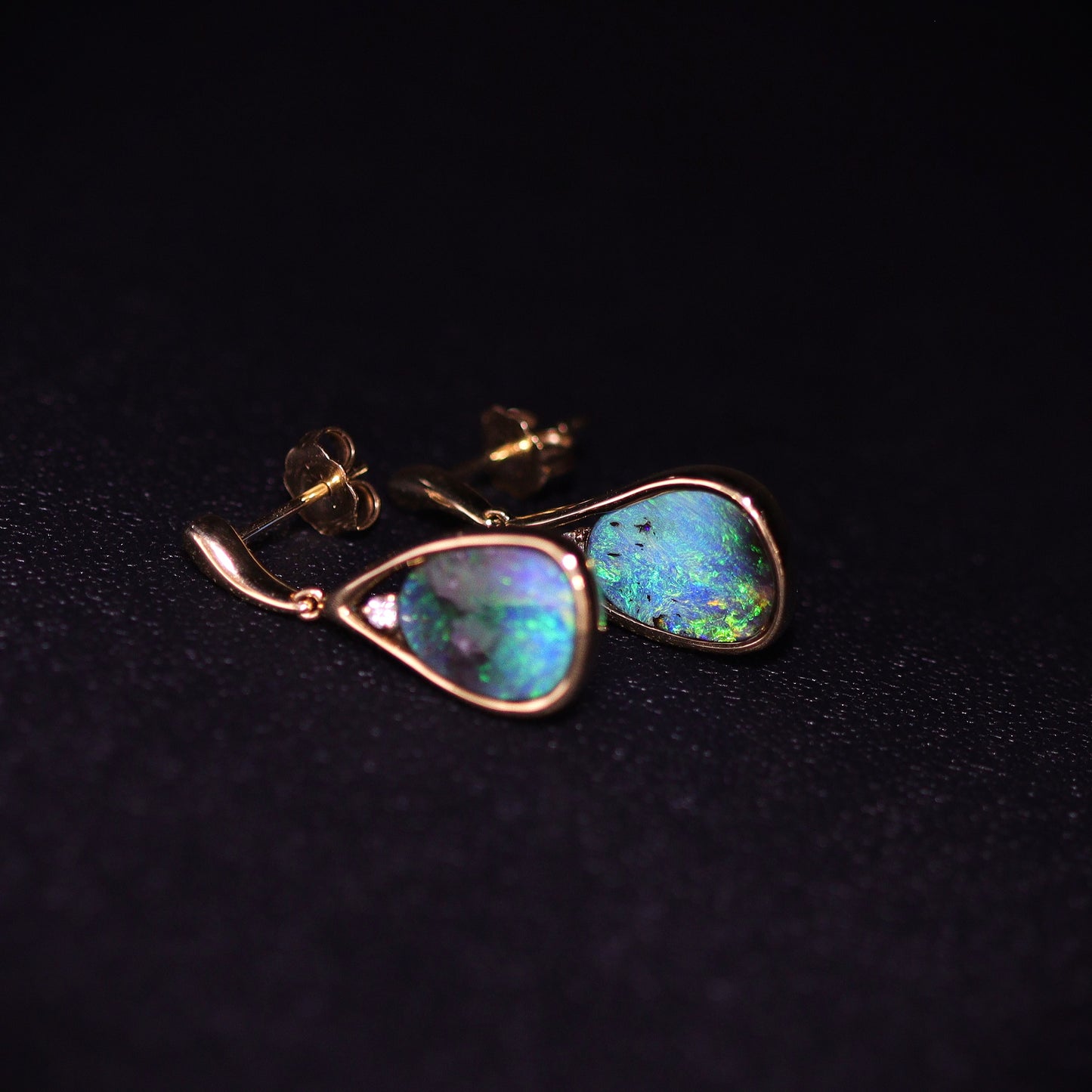 Australian Boulder Opal 18 karat gold Earrings
