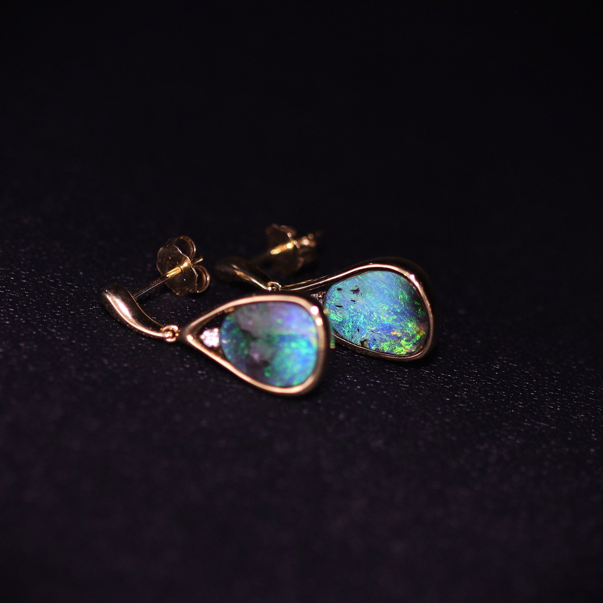 Australian Boulder Opal 18 karat gold Earrings