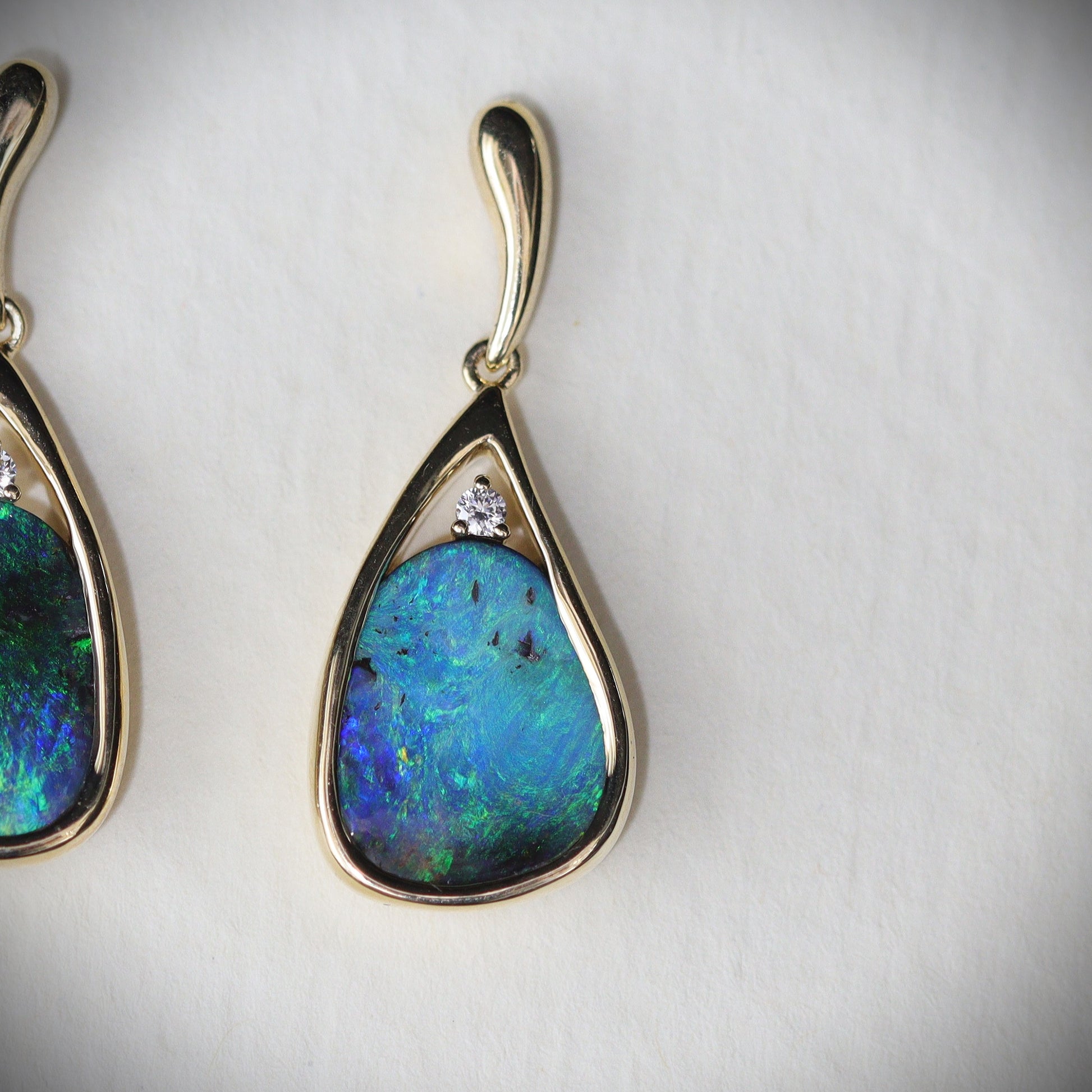 Australian Boulder Opal 18 karat gold Earrings