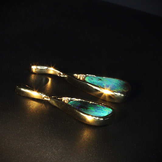 Australian Boulder Opal 18 karat gold Earrings