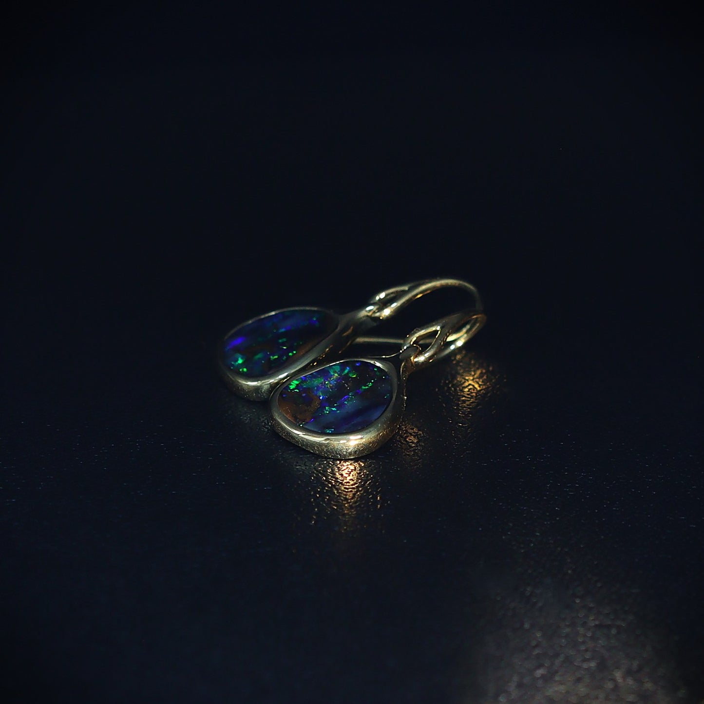Australian Boulder Opal 18 karat gold Earrings