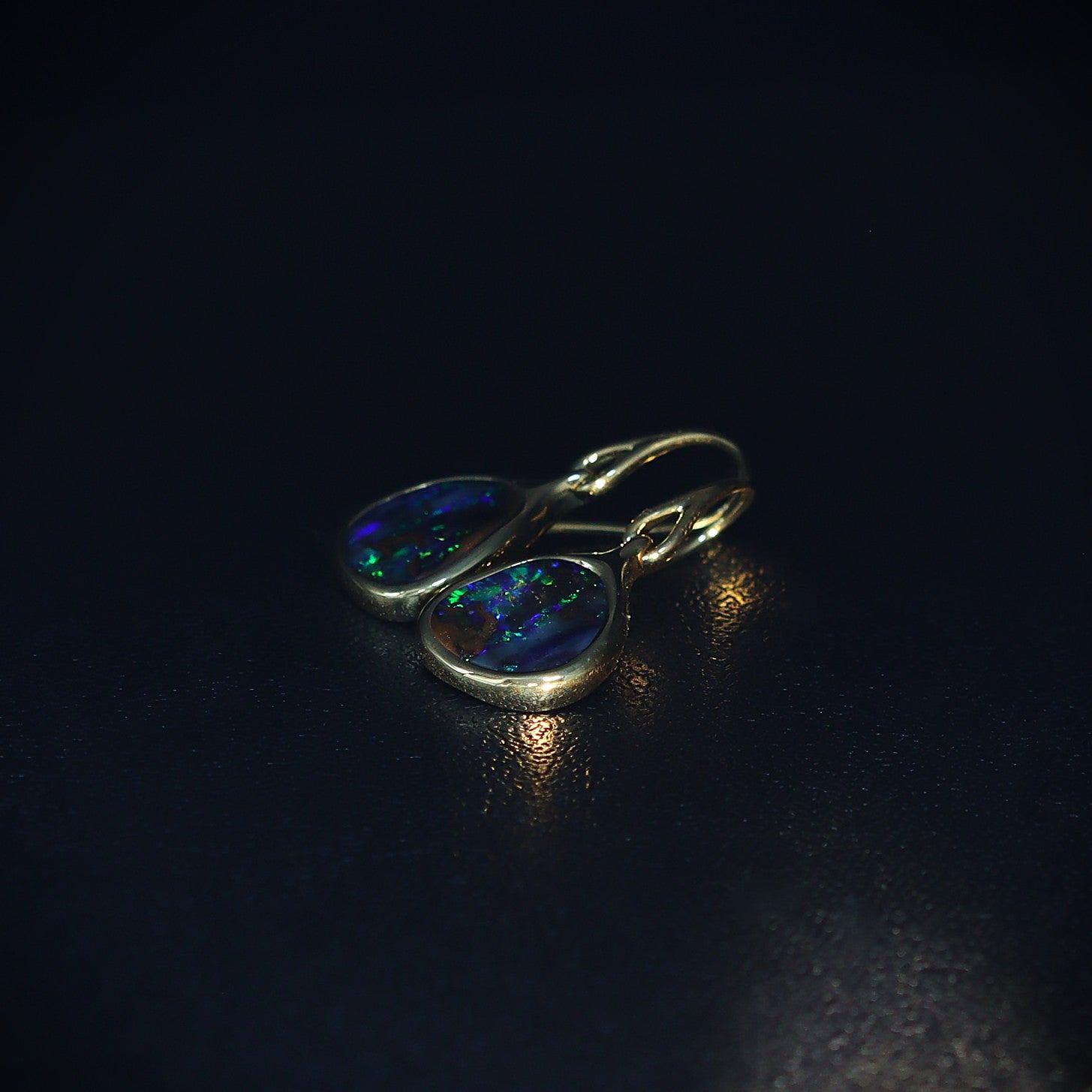 Australian Boulder Opal 18 karat gold Earrings