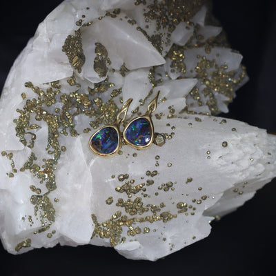 Australian Boulder Opal 18 karat gold Earrings