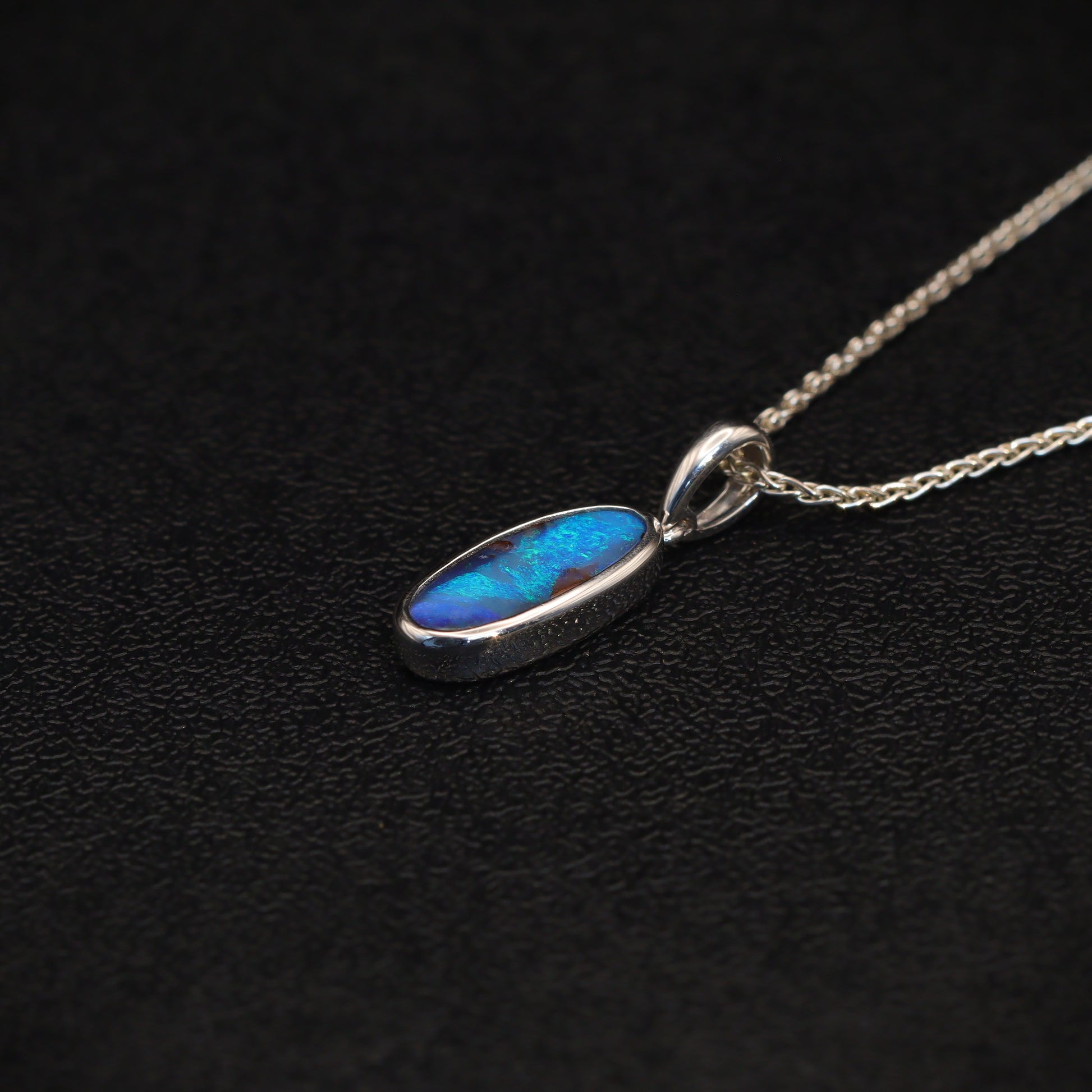 Australian Boulder Opal Silver Pendant – Green & Blue