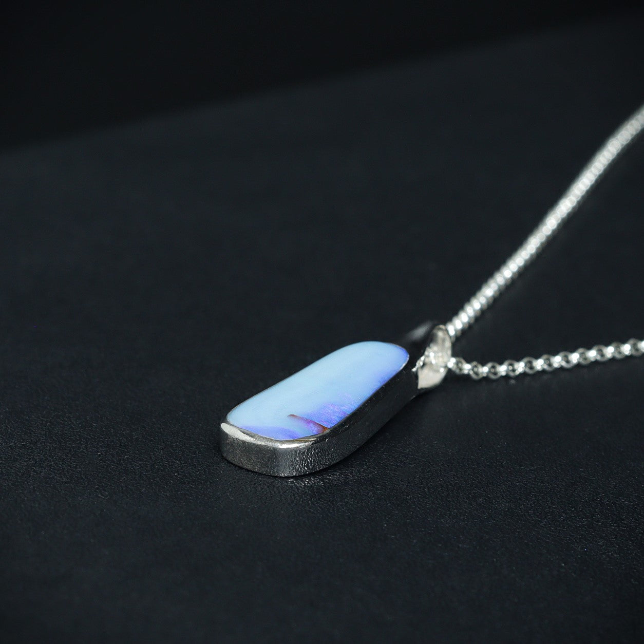 Australian Boulder solid opal in sterling silver pendant  
