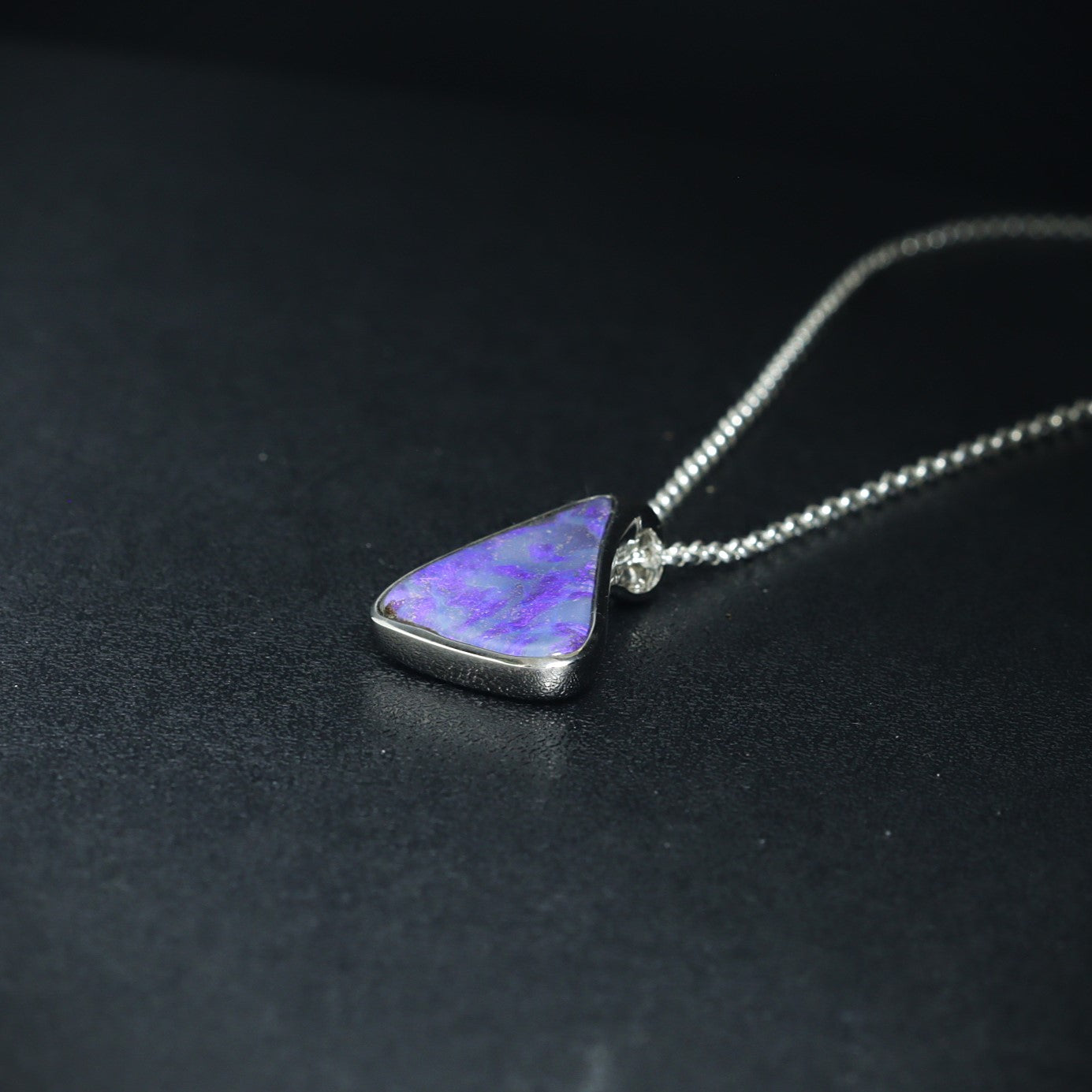 Australian Boulder opal set in sterling silver pendant 