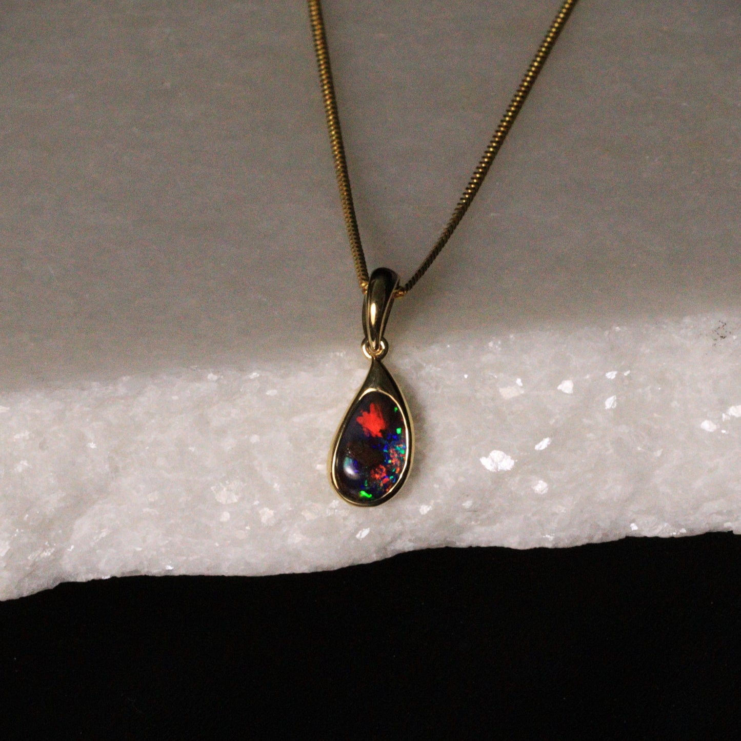 Australian Boulder Opal 18K Gold Pendant