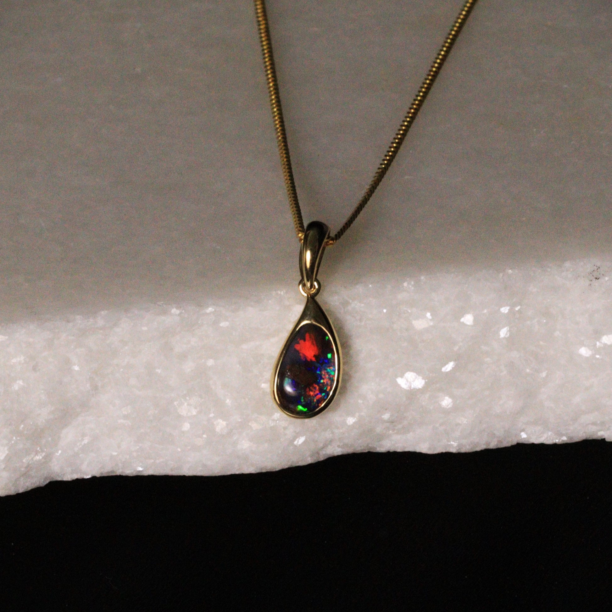 Australian Boulder Opal 18K Gold Pendant