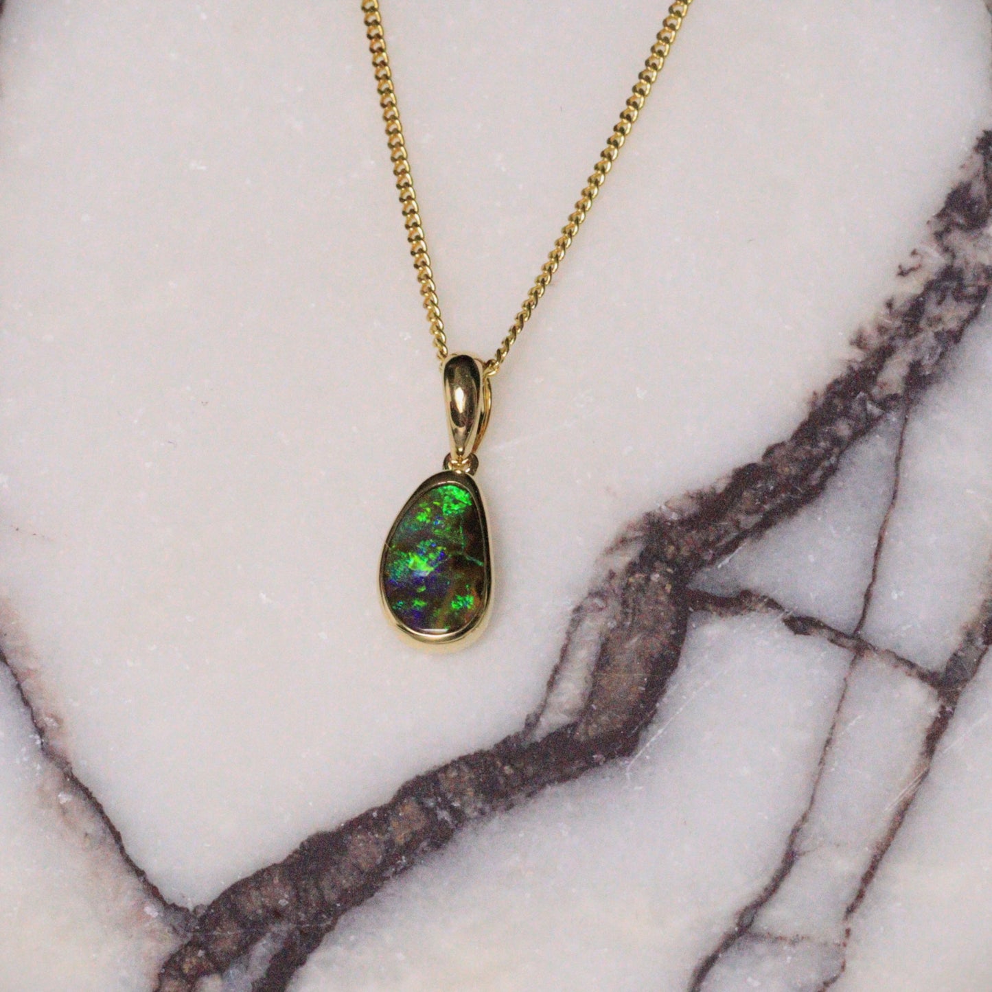 Australian Boulder Opal 18K Gold Pendant