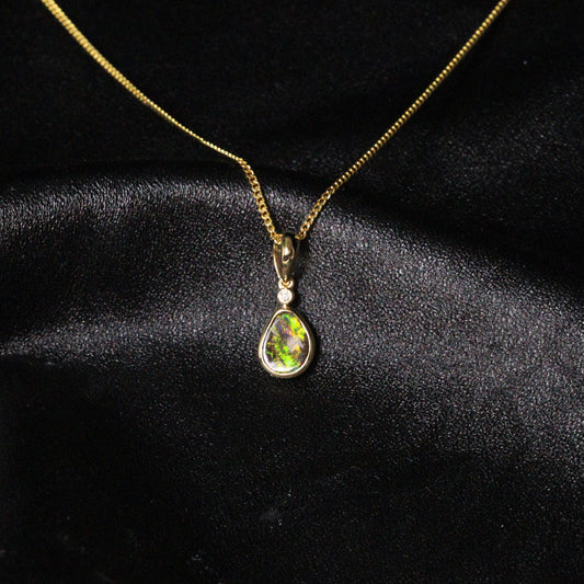 Australian Boulder Opal 18K Gold Pendant