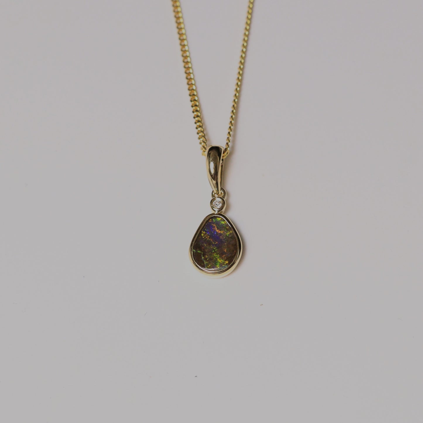 Australian Boulder Opal 18K Gold Pendant
