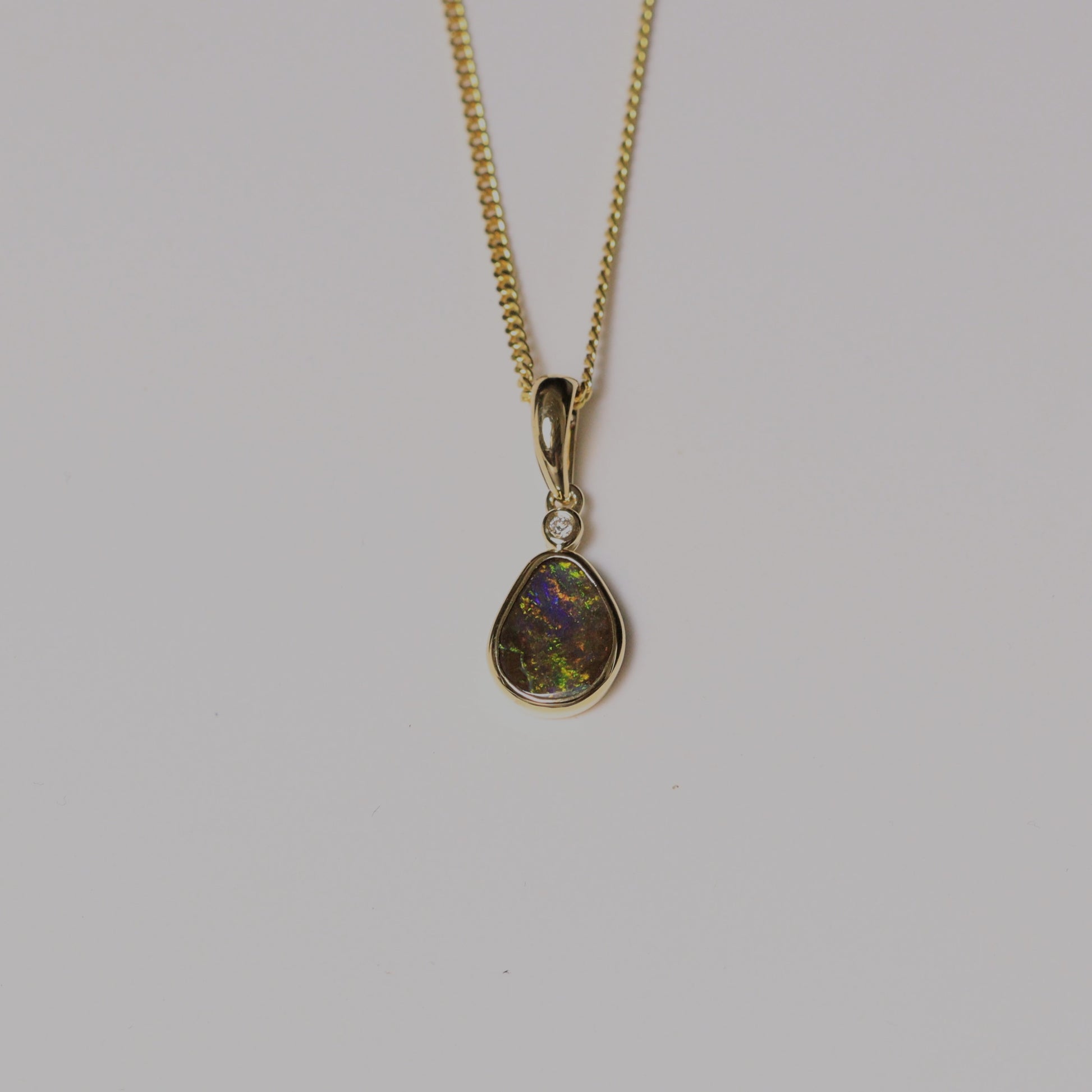 Australian Boulder Opal 18K Gold Pendant