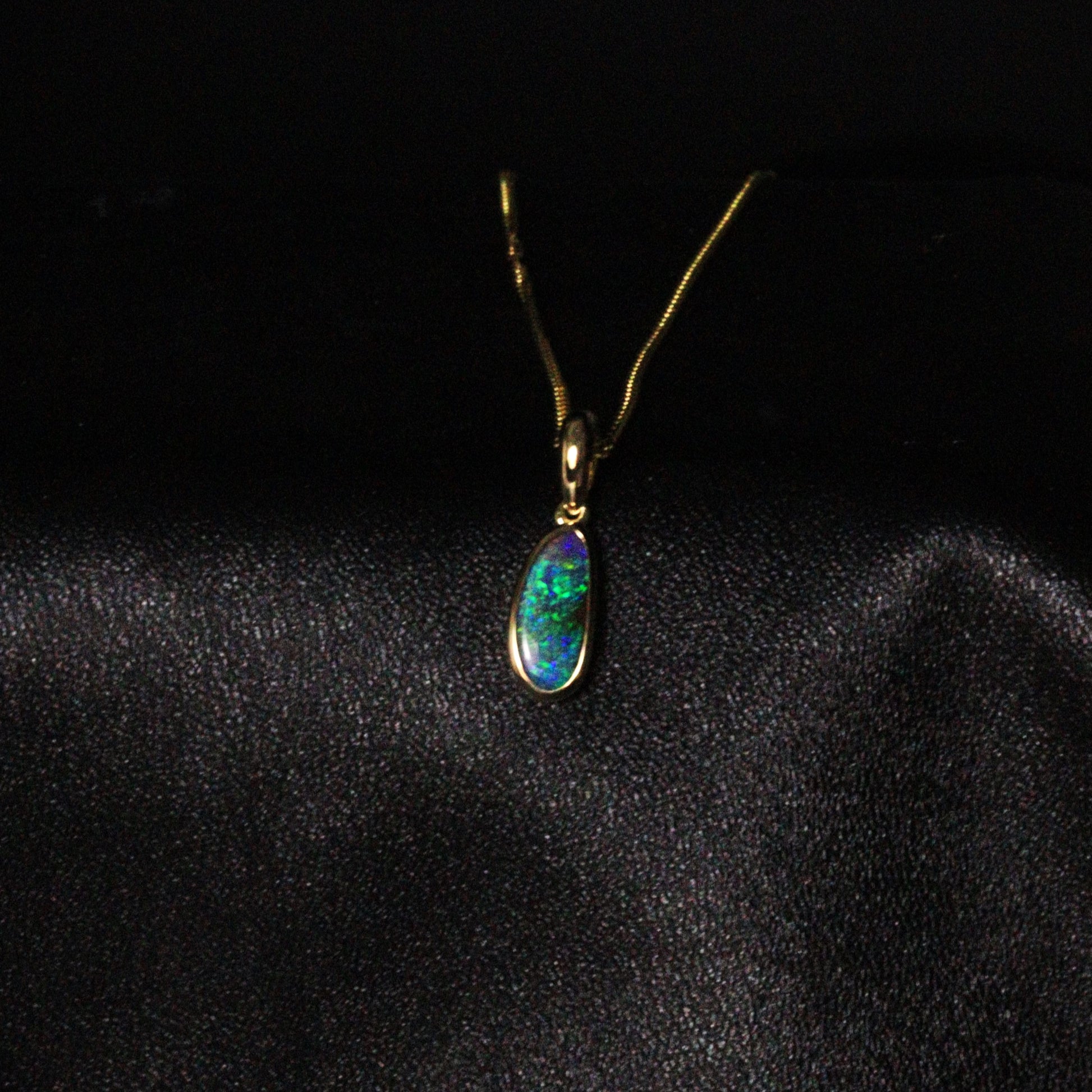 Australian Boulder Opal 18K Gold Pendant