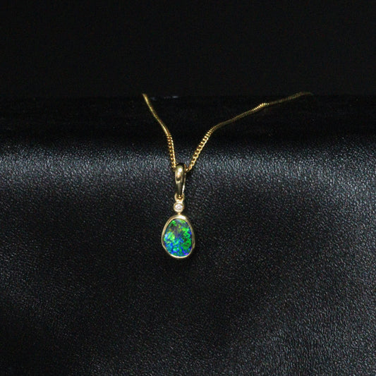 Australian Boulder Opal 18K Gold Pendant