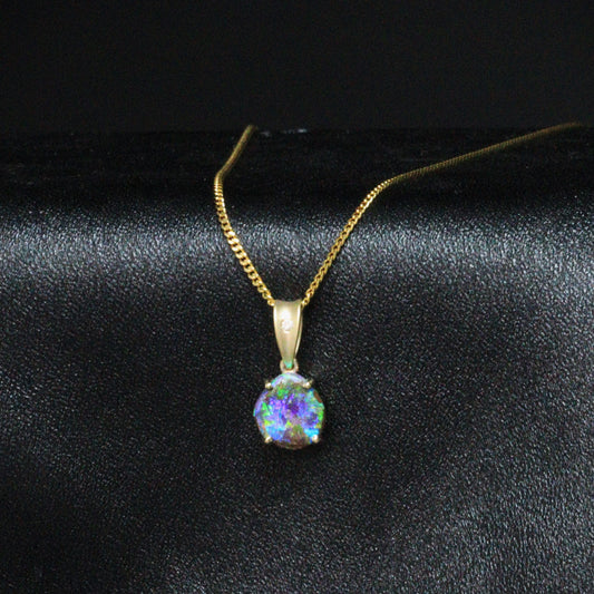 Australian Boulder Opal 18K Gold Pendant