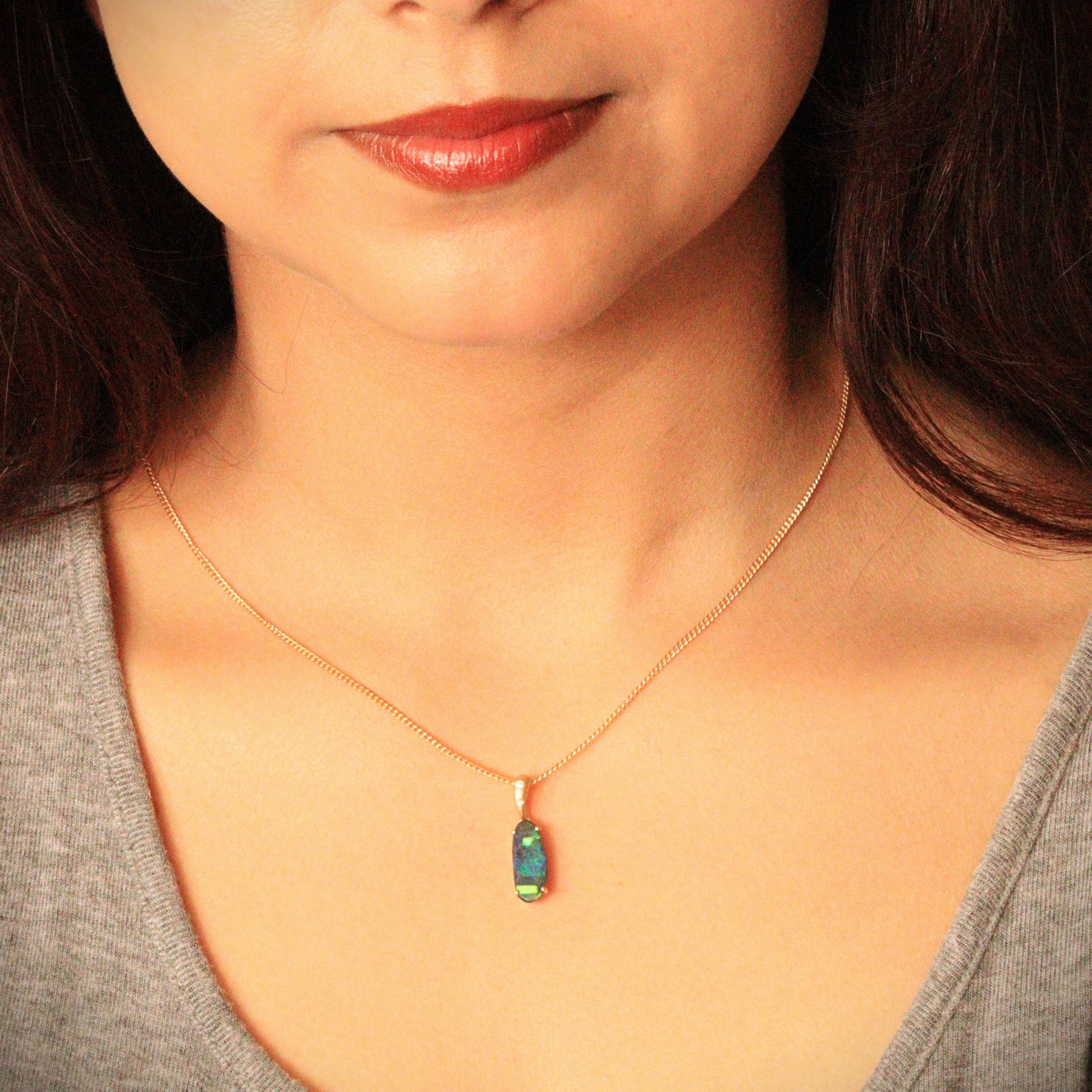 Australian Boulder Opal 18K Gold Pendant