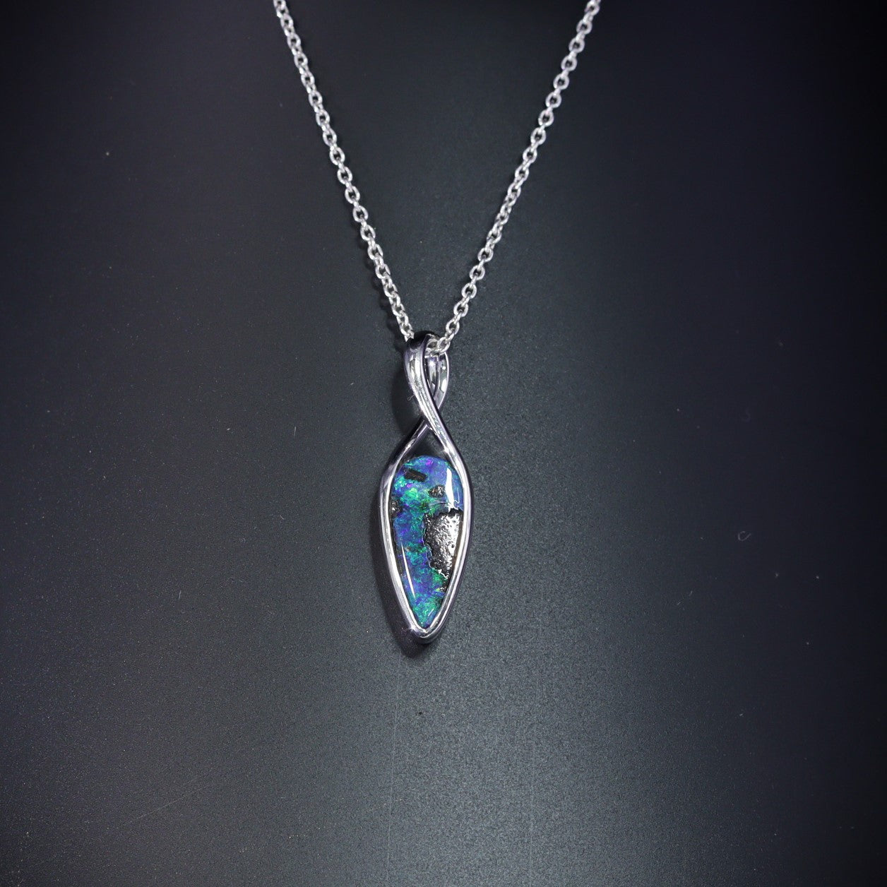 Australian Boulder opal sterling silver pendant 